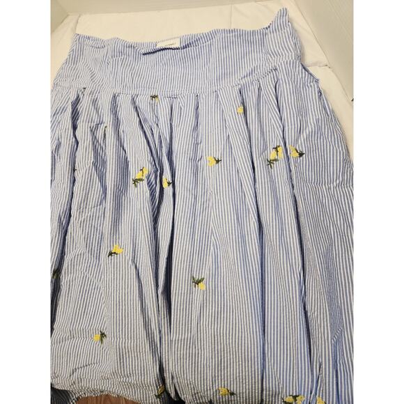Free Assembly Lemon Embroidered Maxi Skirt 16 Blue Stripe Cottagecore Preppy - Picture 7 of 7